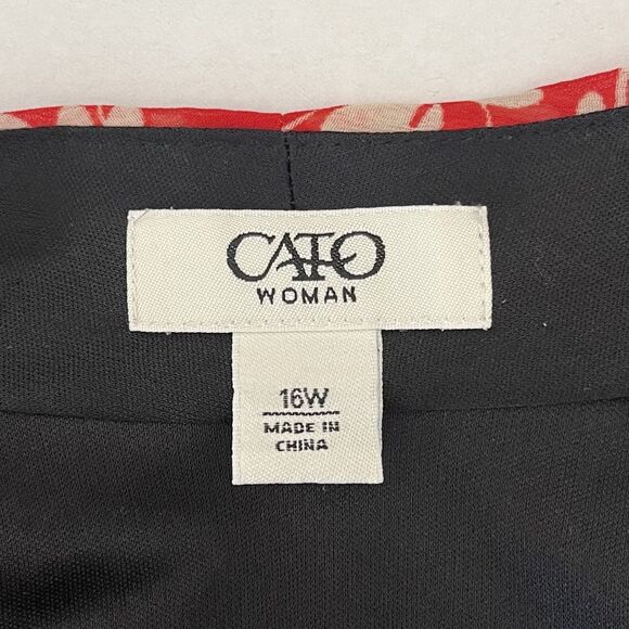 Cato Floral Asymmetrical Ruffle Wrap Dress 16 16W Red Black Cottagecore Romantic - Picture 11 of 14